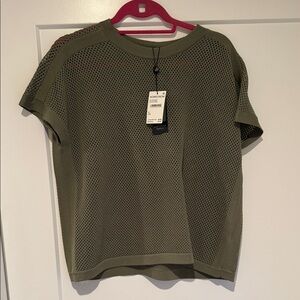 Adrianna Papell Olive Mesh Top